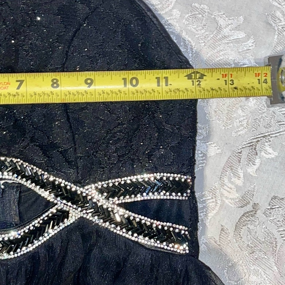 Sequin Hearts Black Lace Tulle Prom Dress Size 0 Embellished Cutout Evening Gown - Picture 17 of 17